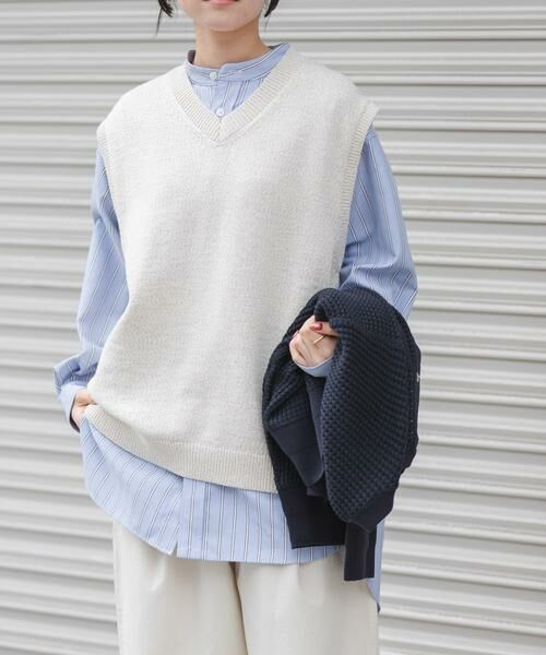 URBAN RESEARCH DOORS / アーバンリサーチ ドアーズ ベスト | FORK&SPOON　テープヤーンVネックニットベスト（アイボリー）