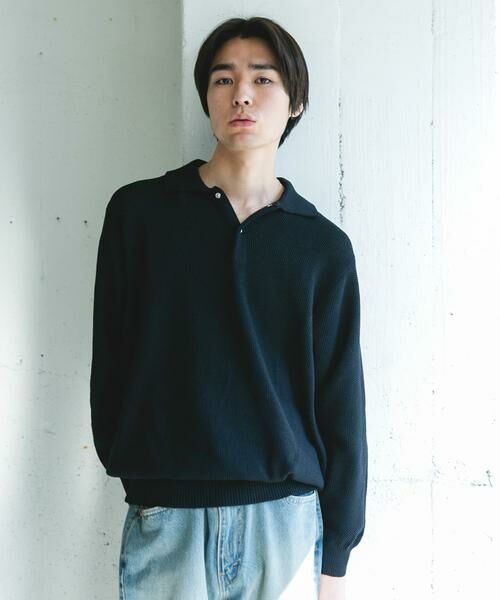 URBAN RESEARCH DOORS / アーバンリサーチ ドアーズ ニット・セーター | 『吸水速乾/防シワ/イージーケア/UVカット』DRYMIX カノコロングスリーブニットポロシャツ | 詳細3