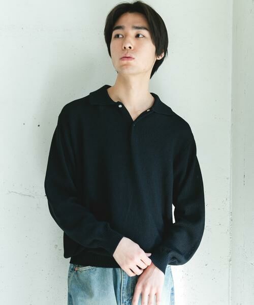 URBAN RESEARCH DOORS / アーバンリサーチ ドアーズ ニット・セーター | 『吸水速乾/防シワ/イージーケア/UVカット』DRYMIX カノコロングスリーブニットポロシャツ | 詳細4