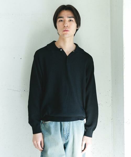 URBAN RESEARCH DOORS / アーバンリサーチ ドアーズ ニット・セーター | 『吸水速乾/防シワ/イージーケア/UVカット』DRYMIX カノコロングスリーブニットポロシャツ | 詳細5