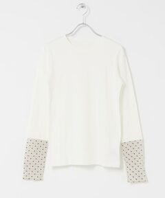 URBAN RESEARCH DOORS / アーバンリサーチ ドアーズ Tシャツ | 袖ドット柄切替ロングスリーブTシャツ