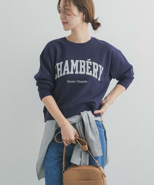 URBAN RESEARCH DOORS / アーバンリサーチ ドアーズ スウェット | カレッジロゴ刺繍スウェット（ネイビー）