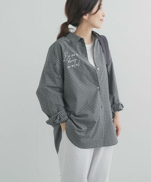 URBAN RESEARCH DOORS / アーバンリサーチ ドアーズ シャツ・ブラウス | 刺繍チェックシャツ（ブラック系その他）