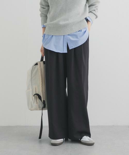 URBAN RESEARCH DOORS / アーバンリサーチ ドアーズ その他パンツ | 『UR TECH』完声タックギャザーワイドパンツ（ブラック）