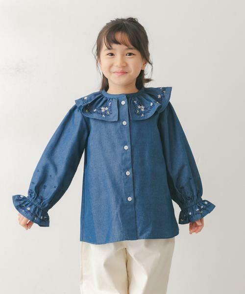 URBAN RESEARCH DOORS / アーバンリサーチ ドアーズ トップス | 『150サイズあり』フリルカラー刺繍ブラウス(KIDS) | 詳細1