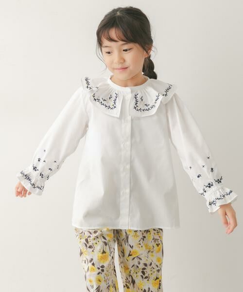 URBAN RESEARCH DOORS / アーバンリサーチ ドアーズ トップス | 『150サイズあり』フリルカラー刺繍ブラウス(KIDS)（オフホワイト）