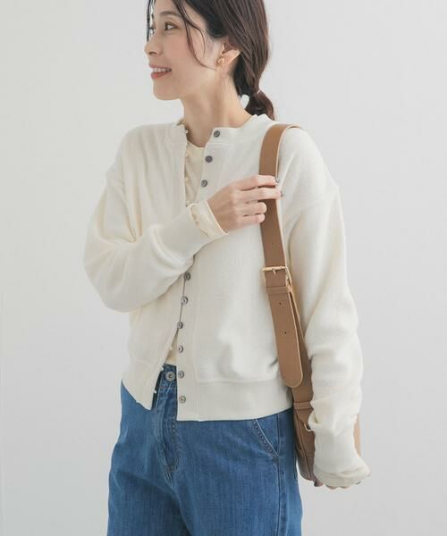 URBAN RESEARCH DOORS / アーバンリサーチ ドアーズ カーディガン・ボレロ | カットブークレーショートカーディガン（オフホワイト）