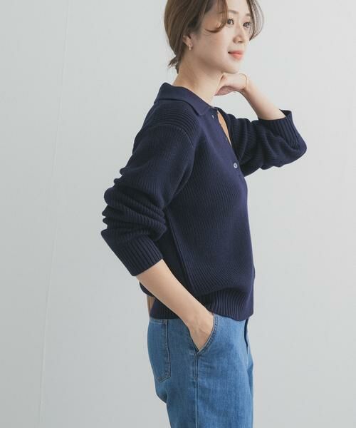 URBAN RESEARCH DOORS / アーバンリサーチ ドアーズ ニット・セーター | 衿付き畦ニット | 詳細1