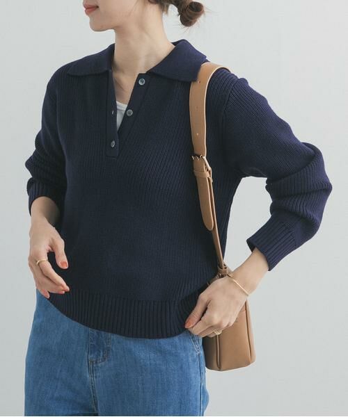 URBAN RESEARCH DOORS / アーバンリサーチ ドアーズ ニット・セーター | 衿付き畦ニット | 詳細6
