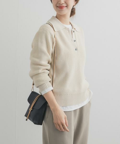 URBAN RESEARCH DOORS / アーバンリサーチ ドアーズ ニット・セーター | 衿付き畦ニット | 詳細13