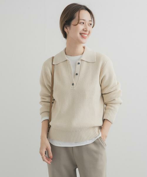 URBAN RESEARCH DOORS / アーバンリサーチ ドアーズ ニット・セーター | 衿付き畦ニット | 詳細14