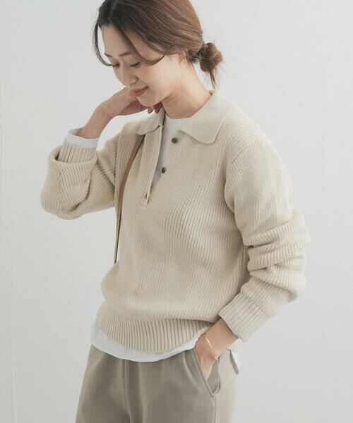 URBAN RESEARCH DOORS / アーバンリサーチ ドアーズ ニット・セーター | 衿付き畦ニット | 詳細15