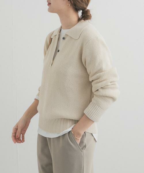 URBAN RESEARCH DOORS / アーバンリサーチ ドアーズ ニット・セーター | 衿付き畦ニット | 詳細16