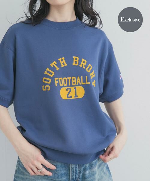 URBAN RESEARCH DOORS / アーバンリサーチ ドアーズ スウェット | 『別注』CHAMPION×DOORS　SWEAT SHORT-SLEEVE SHIRTS（ネイビー）