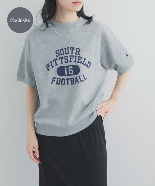 URBAN RESEARCH DOORS / アーバンリサーチ ドアーズ スウェット | 『別注』CHAMPION×DOORS　SWEAT SHORT-SLEEVE SHIRTS（グレー）