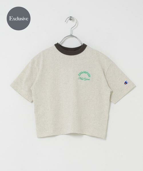 URBAN RESEARCH DOORS / アーバンリサーチ ドアーズ トップス | 『別注』CHAMPION×DOORS　リンガー刺繍ロゴTシャツ(KIDS)（ベージュ）