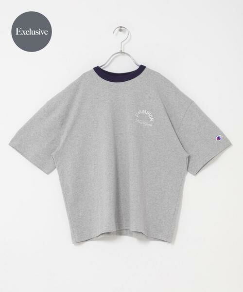 URBAN RESEARCH DOORS / アーバンリサーチ ドアーズ トップス | 『150サイズ』『別注』CHAMPION×DOORS　リンガー刺繍ロゴTシャツ(KIDS)（グレー）