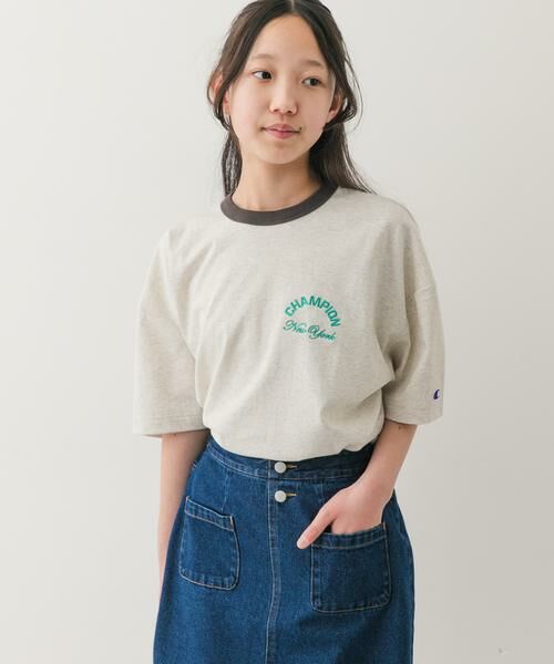 URBAN RESEARCH DOORS / アーバンリサーチ ドアーズ トップス | 『150サイズ』『別注』CHAMPION×DOORS　リンガー刺繍ロゴTシャツ(KIDS) | 詳細4