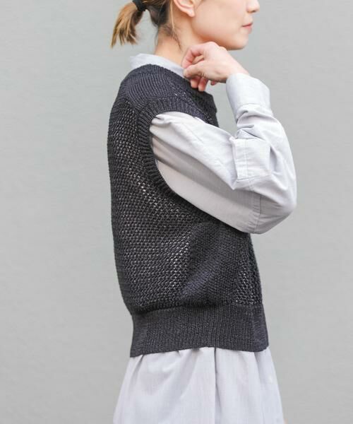 URBAN RESEARCH DOORS / アーバンリサーチ ドアーズ ベスト | FORK&SPOON　ペーパーメッシュニットベスト（ブラック）