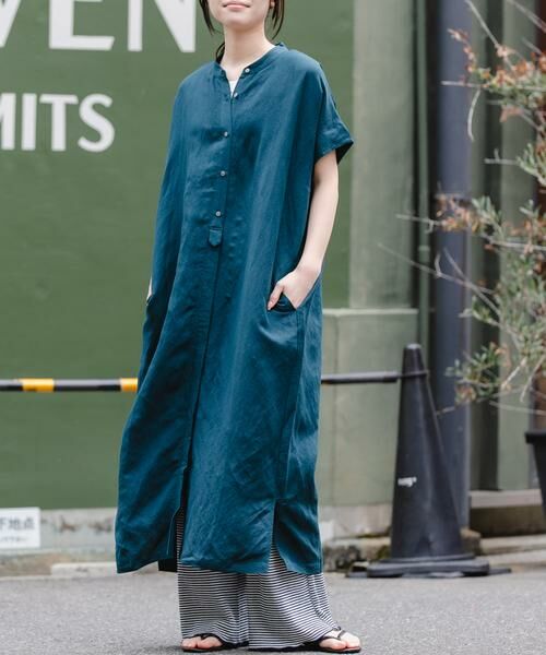 URBAN RESEARCH DOORS / アーバンリサーチ ドアーズ ワンピース | FORK&SPOON　リネンレーヨンシャツワンピース（グリーン系その他）