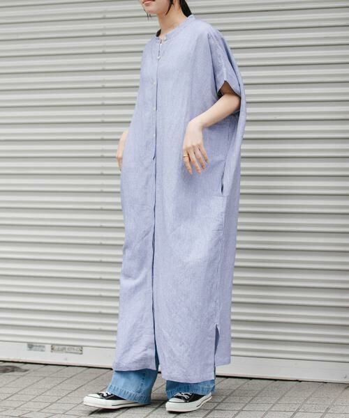 URBAN RESEARCH DOORS / アーバンリサーチ ドアーズ ワンピース | FORK&SPOON　リネンレーヨンシャツワンピース（ブルー系その他）