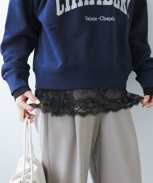 URBAN RESEARCH DOORS / アーバンリサーチ ドアーズ Tシャツ | レースドッキングカットソー（ブラック）