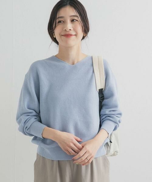 URBAN RESEARCH DOORS / アーバンリサーチ ドアーズ ニット・セーター | コットン畦Vネックニット | 詳細4