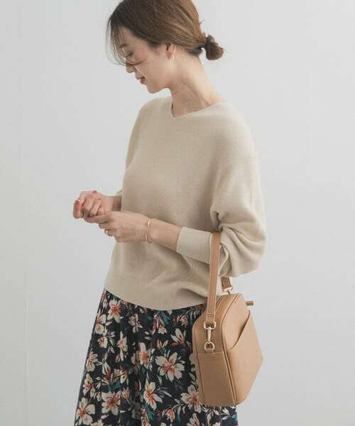 URBAN RESEARCH DOORS / アーバンリサーチ ドアーズ ニット・セーター | コットン畦Vネックニット（アイボリー）