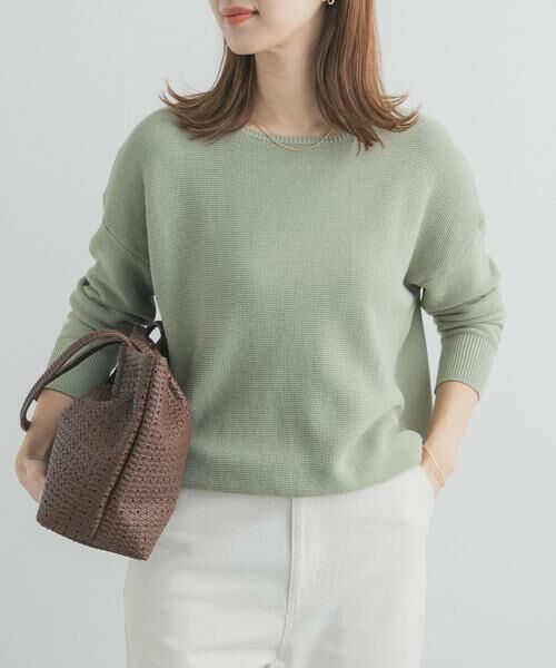 URBAN RESEARCH DOORS / アーバンリサーチ ドアーズ ニット・セーター | コットンボートネックガーターKNIT | 詳細1