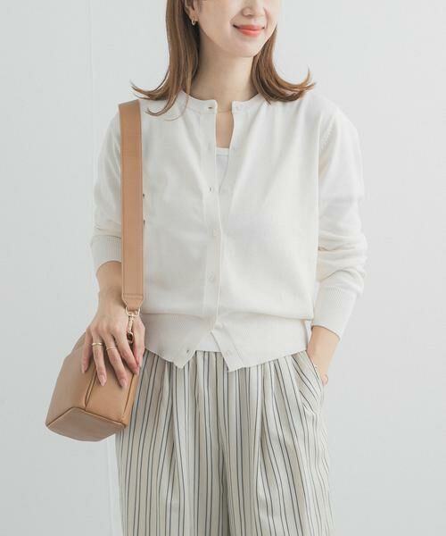 URBAN RESEARCH DOORS / アーバンリサーチ ドアーズ カーディガン・ボレロ | オーガニックコットンクルーネックカーディガン（オフホワイト）