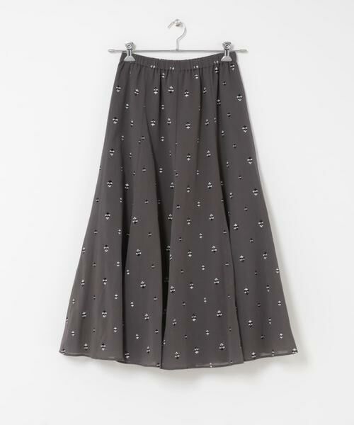URBAN RESEARCH DOORS / アーバンリサーチ ドアーズ スカート | 小柄ダマスクプリントフレアスカート（チャコールグレー）