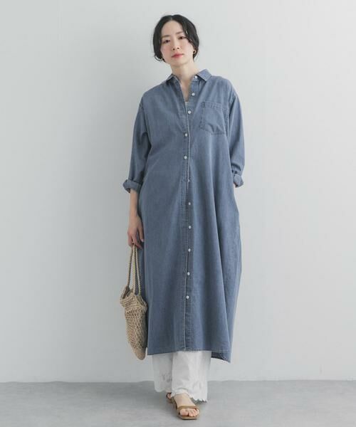 URBAN RESEARCH DOORS / アーバンリサーチ ドアーズ ワンピース | ライトコットンデニムシャツワンピース | 詳細21