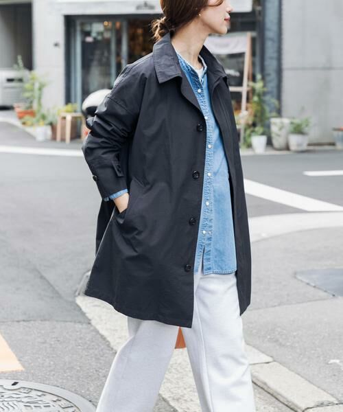 URBAN RESEARCH DOORS / アーバンリサーチ ドアーズ ステンカラーコート | 『撥水』スタンドミドルコート（チャコールグレー）