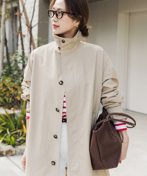 URBAN RESEARCH DOORS / アーバンリサーチ ドアーズ ステンカラーコート | 『撥水』スタンドミドルコート（ベージュ）