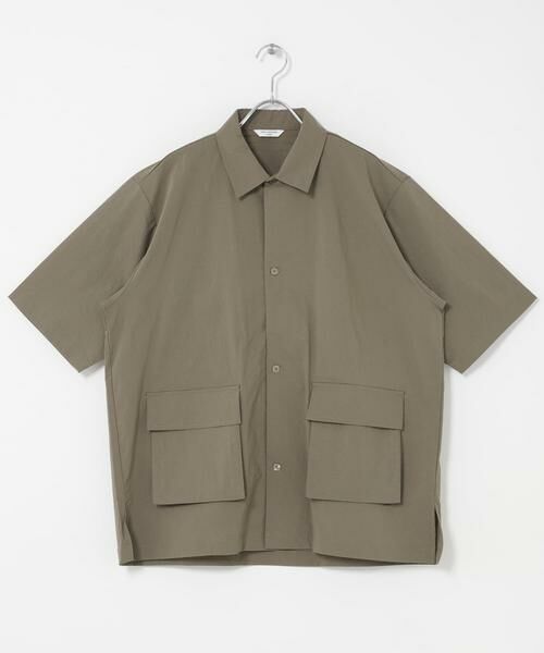 URBAN RESEARCH DOORS / アーバンリサーチ ドアーズ シャツ・ブラウス | ストレッチクロス ビッグポケットショートスリーブシャツ（モカ）