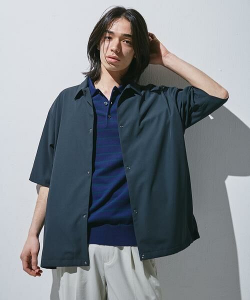 URBAN RESEARCH DOORS / アーバンリサーチ ドアーズ カーディガン・ボレロ | 『UR TECH』サマシェア ショートスリーブシャツカーディガン（チャコールグレー）