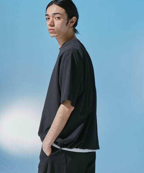 URBAN RESEARCH DOORS / アーバンリサーチ ドアーズ Tシャツ | 『UR TECH』サマシェア ショートスリーブプルオーバー（ブラック）