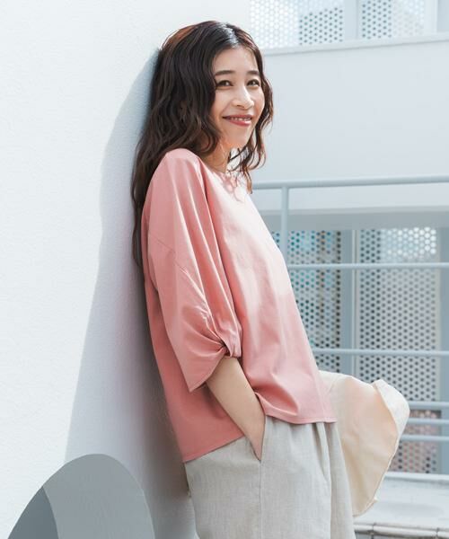 URBAN RESEARCH DOORS / アーバンリサーチ ドアーズ Tシャツ | 『UR TECH』サマシェアツイストスリーブプルオーバー（ピンク）