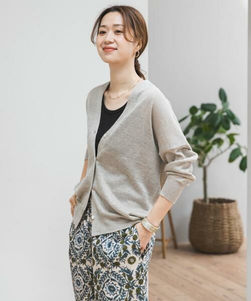 URBAN RESEARCH DOORS / アーバンリサーチ ドアーズ カーディガン・ボレロ | リネンVネックカーディガン | 詳細11