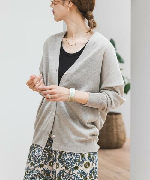 URBAN RESEARCH DOORS / アーバンリサーチ ドアーズ カーディガン・ボレロ | リネンVネックカーディガン（ライトベージュ）