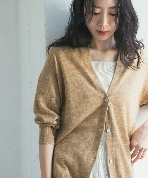 URBAN RESEARCH DOORS / アーバンリサーチ ドアーズ カーディガン・ボレロ | リネンVネックカーディガン（ベージュ系その他）
