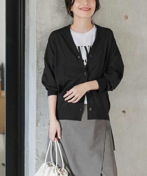 URBAN RESEARCH DOORS / アーバンリサーチ ドアーズ カーディガン・ボレロ | 『UR TECH』サマシェアニットカーディガン（ブラック）