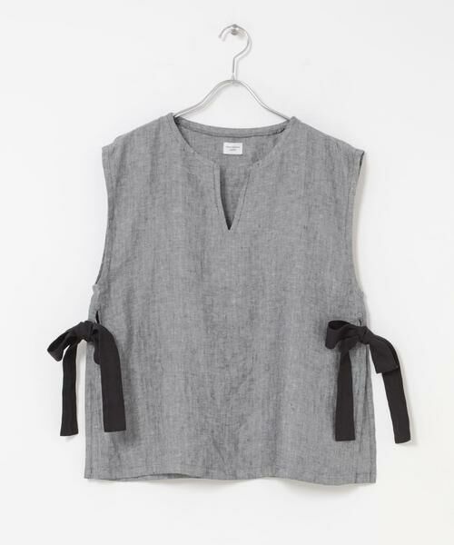 URBAN RESEARCH DOORS / アーバンリサーチ ドアーズ ベスト | ヘリンボーンリネンサイドリボンベスト（グレー系その他）