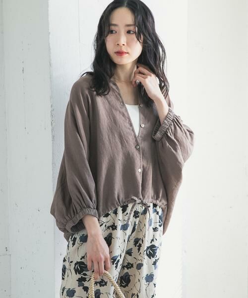 URBAN RESEARCH DOORS / アーバンリサーチ ドアーズ シャツ・ブラウス | リネンドロストドルマンブラウス（モカ）