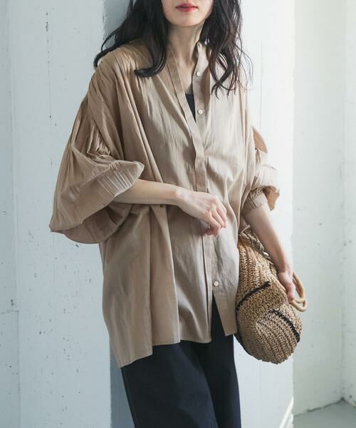 URBAN RESEARCH DOORS / アーバンリサーチ ドアーズ シャツ・ブラウス | コットンボイルギャザーブラウス（ベージュ系その他）