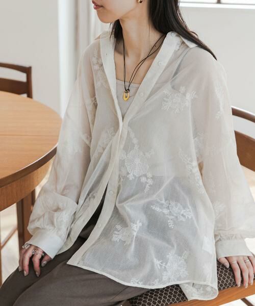 URBAN RESEARCH DOORS / アーバンリサーチ ドアーズ シャツ・ブラウス | メッシュエンブロイダリーシャツ | 詳細1