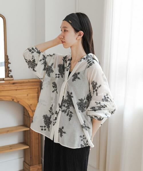 URBAN RESEARCH DOORS / アーバンリサーチ ドアーズ シャツ・ブラウス | メッシュエンブロイダリーシャツ（ベージュ系その他）