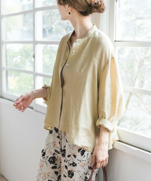 URBAN RESEARCH DOORS / アーバンリサーチ ドアーズ シャツ・ブラウス | リネンカーブスリーブブラウス（イエロー）