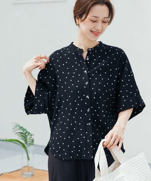 URBAN RESEARCH DOORS / アーバンリサーチ ドアーズ シャツ・ブラウス | リネンリヨセルドットドルマンシャツ | 詳細1