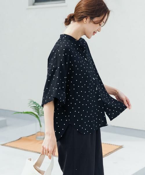 URBAN RESEARCH DOORS / アーバンリサーチ ドアーズ シャツ・ブラウス | リネンリヨセルドットドルマンシャツ | 詳細4